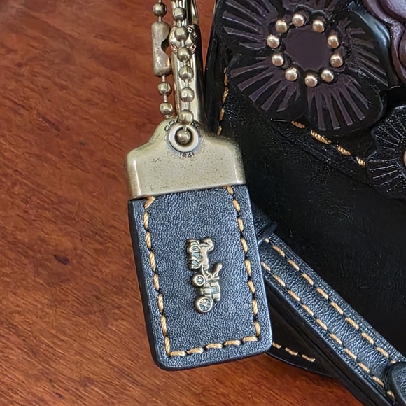 Coach 1941 58181 Tea Rose Clutch Black Leather Wristlet Bag - Picture 3 of 16